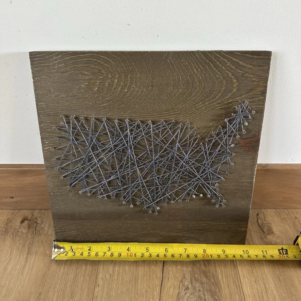 United States String‎ Nail Wall Art Wooden 10x10